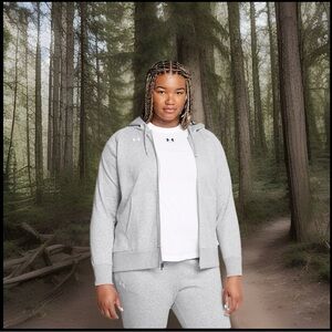 Under Armour UA Athletic Hooded Heather Gray Zip Up Fleece Lining Women’s Jacket